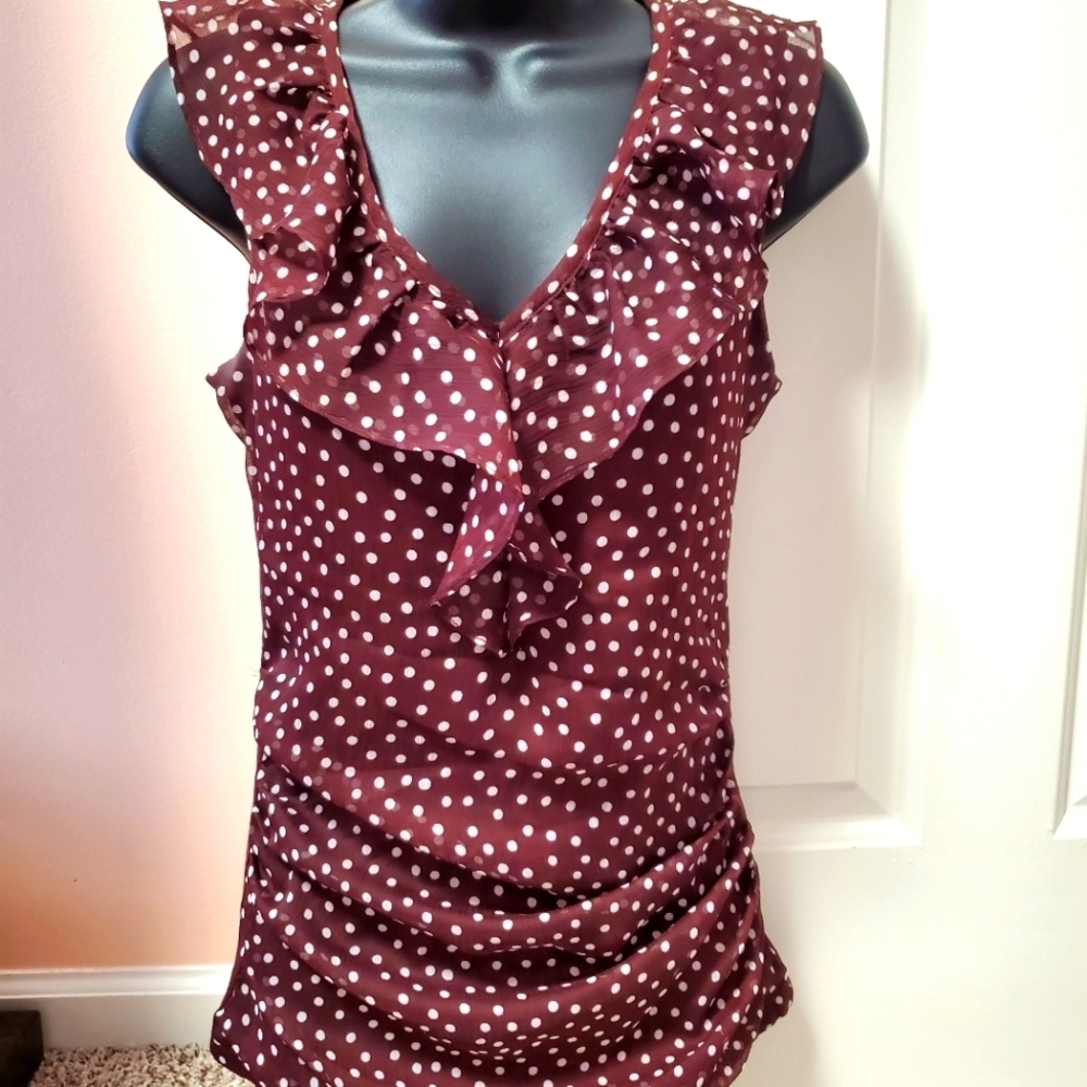 New York & Company Polka Dot Dressy Sleeveless Tank